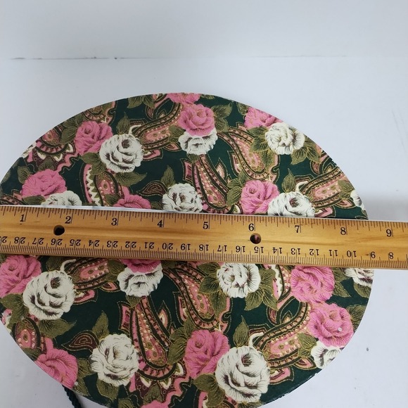 Vintage Oval Floral Lidded Trinket Treasure Box 8 X 7 X 3 Pink White CottageCore - Picture 9 of 11
